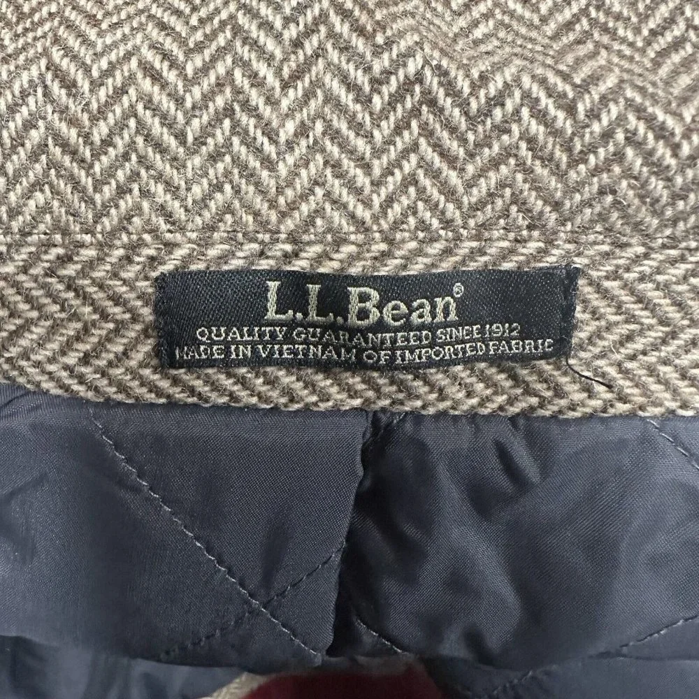 L.L. Bean Men's  Wool Primaloft Jacket‎ 44 Brown Tan Herringbone Warm Blazer